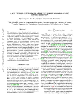 A New Probabilistic Distance Metric With Application In Gaussian Mixture
  Reduction