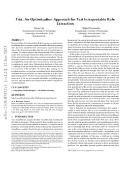 FIRE: An Optimization Approach for Fast Interpretable Rule Extraction
