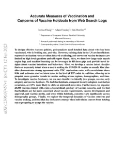 Accurate Measures of Vaccination and Concerns of Vaccine Holdouts from
  Web Search Logs
