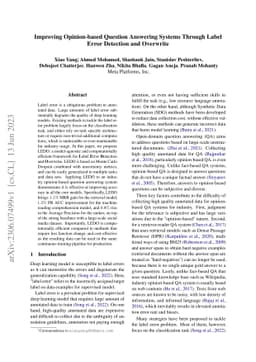 Improving Opinion-based Question Answering Systems Through Label Error
  Detection and Overwrite