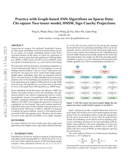 Practice with Graph-based ANN Algorithms on Sparse Data: Chi-square
  Two-tower model, HNSW, Sign Cauchy Projections