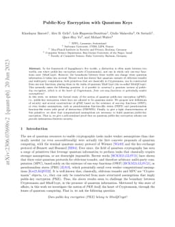 Public-Key Encryption with Quantum Keys