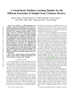 A Cloud-based Machine Learning Pipeline for the Efficient Extraction of
  Insights from Customer Reviews