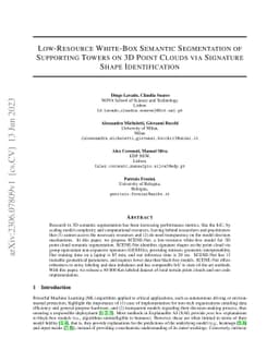 Low-Resource White-Box Semantic Segmentation of Supporting Towers on 3D
  Point Clouds via Signature Shape Identification