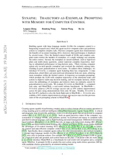 Synapse: Trajectory-as-Exemplar Prompting with Memory for Computer
  Control