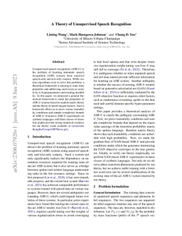 A Theory of Unsupervised Speech Recognition