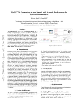 FOOCTTS: Generating Arabic Speech with Acoustic Environment for Football
  Commentator