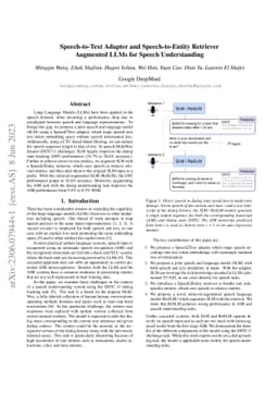 Speech-to-Text Adapter and Speech-to-Entity Retriever Augmented LLMs for
  Speech Understanding