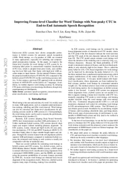 Improving Frame-level Classifier for Word Timings with Non-peaky CTC in
  End-to-End Automatic Speech Recognition