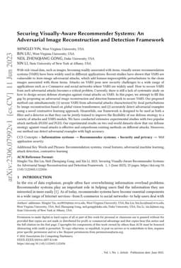 Securing Visually-Aware Recommender Systems: An Adversarial Image
  Reconstruction and Detection Framework