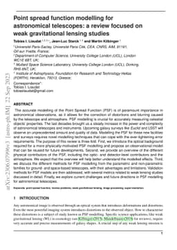Point spread function modelling for astronomical telescopes: a review
  focused on weak gravitational lensing studies