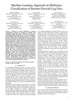 Machine Learning Approach on Multiclass Classification of Internet
  Firewall Log Files