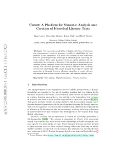 Curatr: A Platform for Semantic Analysis and Curation of Historical
  Literary Texts