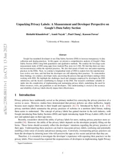 Unpacking Privacy Labels: A Measurement and Developer Perspective on
  Google's Data Safety Section