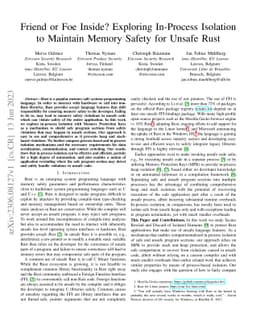 Friend or Foe Inside? Exploring In-Process Isolation to Maintain Memory
  Safety for Unsafe Rust