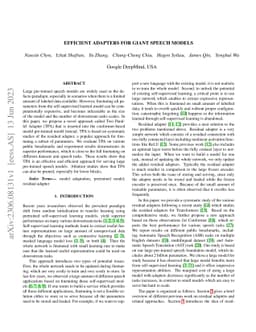 Efficient Adapters for Giant Speech Models