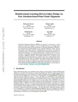 Reinforcement Learning-Driven Linker Design via Fast Attention-based
  Point Cloud Alignment