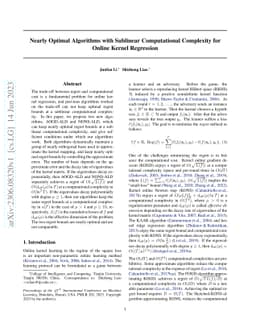 Nearly Optimal Algorithms with Sublinear Computational Complexity for
  Online Kernel Regression