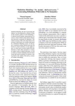"Definition Modeling: To model definitions." Generating Definitions With
  Little to No Semantics