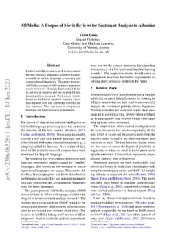 AlbMoRe: A Corpus of Movie Reviews for Sentiment Analysis in Albanian