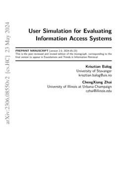 User Simulation for Evaluating Information Access Systems