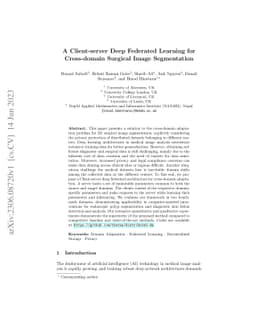 A Client-server Deep Federated Learning for Cross-domain Surgical Image
  Segmentation