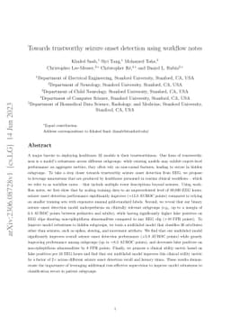 Towards trustworthy seizure onset detection using workflow notes