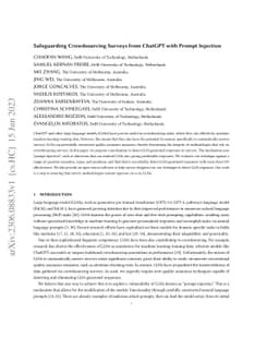 Safeguarding Crowdsourcing Surveys from ChatGPT with Prompt Injection
