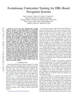 Evolutionary Curriculum Training for DRL-Based Navigation Systems