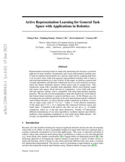 Active Representation Learning for General Task Space with Applications
  in Robotics