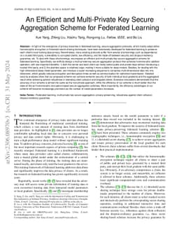 An Efficient and Multi-private Key Secure Aggregation for Federated
  Learning