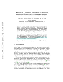 Annotator Consensus Prediction for Medical Image Segmentation with
  Diffusion Models