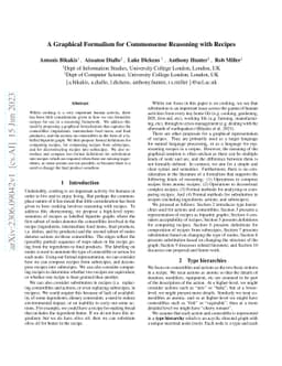 A Graphical Formalism for Commonsense Reasoning with Recipes