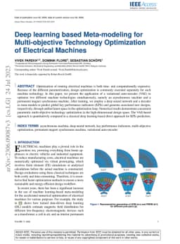 Deep learning based Meta-modeling for Multi-objective Technology
  Optimization of Electrical Machines