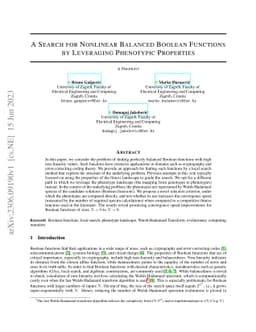A Search for Nonlinear Balanced Boolean Functions by Leveraging
  Phenotypic Properties