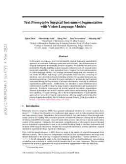 Text Promptable Surgical Instrument Segmentation with Vision-Language
  Models