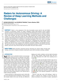 Radars for Autonomous Driving: A Review of Deep Learning Methods and
  Challenges