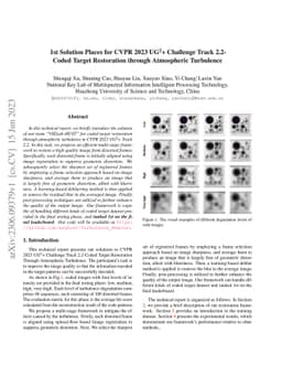 1st Solution Places for CVPR 2023 UG$^2$+ Challenge Track 2.2-Coded
  Target Restoration through Atmospheric Turbulence