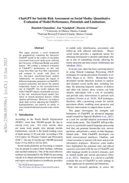 ChatGPT for Suicide Risk Assessment on Social Media: Quantitative
  Evaluation of Model Performance, Potentials and Limitations