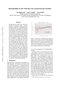Reproducibility in NLP: What Have We Learned from the Checklist?