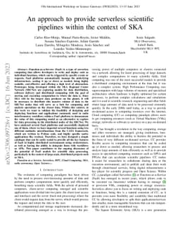 An approach to provide serverless scientific pipelines within the
  context of SKA