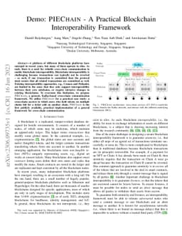 PIEChain -- A Practical Blockchain Interoperability Framework