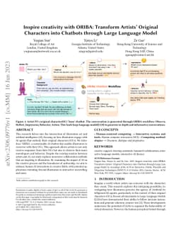 Inspire creativity with ORIBA: Transform Artists' Original Characters
  into Chatbots through Large Language Model