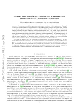 Samplet basis pursuit: Multiresolution scattered data approximation with
  sparsity constraints