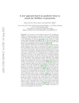 A new approach based on quadratic forms to attack the McEliece
  cryptosystem