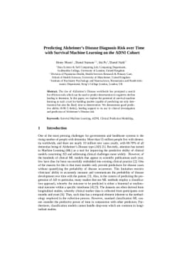 Predicting Alzheimers Disease Diagnosis Risk over Time with Survival
  Machine Learning on the ADNI Cohort