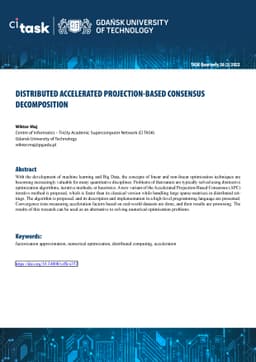 Distributed Accelerated Projection-Based Consensus Decomposition