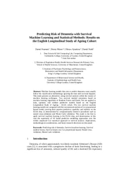 Predicting Risk of Dementia with Survival Machine Learning and
  Statistical Methods: Results on the English Longitudinal Study of Ageing
  Cohort