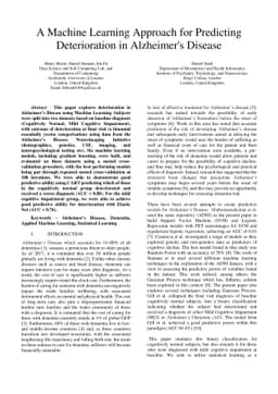 A Machine Learning Approach for Predicting Deterioration in Alzheimer's
  Disease