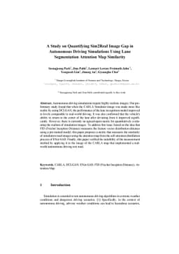 A Study on Quantifying Sim2Real Image Gap in Autonomous Driving
  Simulations Using Lane Segmentation Attention Map Similarity